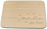 Kaltner Präsente Geschenkidee Schneidebrett - Frühstücksbrettchen aus Buchen Holz mit Herz Gravur / 22 x 14,5 cm (Beste Mama)