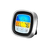 Digitales Thermometer | Lebensmittel-Thermometer mit Touchscreen | Grillthermometer mit großem LCD-Display, Hintergrundbeleuchtung, lange Sonde, Angxiong Timer-Funktion