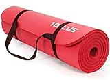 TOPLUS Verdickte Gymnastikmatte Phthalatfreie Yogamatte rutschfest und gelenkschonend Sportmatte für Yoga Pilates Sport mit praktischem Trageband Pilatesmatte 183 * 61 * 1 cm，Rot
