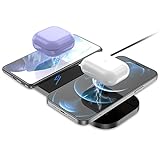 SOWINK Kabelloses Ladegerät für iPhone 11 12 13, Wireless Charger Wireless Charging Pad 2 in 1 15W Fast Kompatibel mit Samsung Apple für Magsafe Ladestation Phone und Airpods 2 Pro 3
