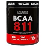 BANDINI BCAA 8.1.1 500 Tabletten, verzweigtkettige Aminosäuren bcaa 8.1.1, L-Leucin, L-Isoleucin, L-Valin mit Vitamin B1 und B6, vegan, Nahrungsergänzungsmittel vor und nach dem Training