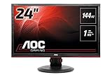 AOC Gaming G2460PF - 24 Zoll FHD Monitor, 144 Hz, 1ms, FreeSync Premium (1920x1080, HDMI, DisplayPort, USB Hub) schwarz/rot