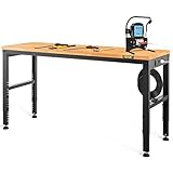 VEVOR Höhenverstellbare Werkbank 155x51x72-97cm Spanntisch,900 kg Arbeitstisch,Werkzeugbank Kaltgewalzter,Multifunktionswerktisch Lager & Büro,72' Lx25 Wx38.3 H Garage Table 2000LB,Schwarz & H