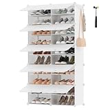 SONGMICS Schuhregal, Schuhschrank mit 10 Fächern, für Garderobe und Eingangsbereich, für bis zu 40 Paar Schuhe, anpassbar, wolkenweiß LPC035W02