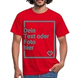 Spreadshirt Personalisierbares T-Shirt Selbst Gestalten mit Foto und Text Wunschmotiv Männer T-Shirt, L, Rot