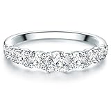 Tresor 1934 Damen-Ring Verlobungsring Sterling Silber mit Zirkonia weiß in Brilliant-Schliff - Memoire-Ring mit Stein Trauring für Hochzeit