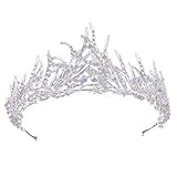 Frcolor Vintage Queen Crown, Kristall Strass Barock Hochzeit Braut Tiara Prom Pageant Krone Stirnband (Silber)