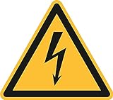 Warnung vor gefährlicher, elektrischer Spannung, Kunststoff, Seitenlänge: 200 mm, ASR A1.3/ISO 7010 [W012], Warnzeichen, Schild, 20 cm