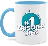 Statement Tasse mit Spruch - #1 Epischer Sieg - Unisize - Hellblau - tasse epischer sieg - Q9061 - Kaffeetasse und Teetasse 325 ml