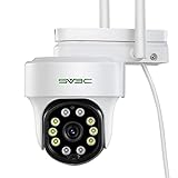 SV3C PTZ Überwachungskamera Aussen WLAN, WiFi Dome Kamera Outdoor, 1080P FHD Kabellose IP WLAN Kamera mit Vollfarb-Nachtsicht, Pan Tilt,Bewegungserkennung, 2-Wege-Audio und SD Kartenslot