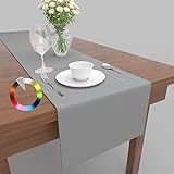 Rollmayer Hochwertiger Tischläufer Tischwäsche Uni einfarbig Pflegeleicht Kollektion Vivid, Farbe & Größe wählbar (Silbergrau 31, 40x200cm)