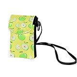 Haminaya Kleine Crossbody Tasche Handy Grüner Obst-Hintergrund Mini Umhängetasche Leder Tasche Brieftasche mit Credit Card Slots für Frauen 19x12x2cm
