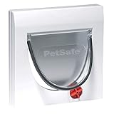 PetSafe Staywell Manuelle Katzenklappe Klassik mit 4 Verschlussoptionen, Für Haustiere bis zu 7 kg geeignet, Weiß