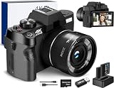 4K-Digitalkameras für Fotografie, Video-/Vlogging-Kamera für YouTube mit WiFi und App-Steuerung, Reisekamera mit 32 GB TF-Karte und 2 Batterien, Kompaktkamera, tolle Geschenkidee (S100)