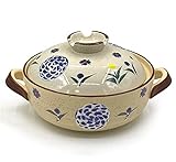 FORVOLWCO Donabe Tontopf im japanischen Stil, Keramik-Auflauf-Tontopf, Herdeintopf, Hot Pot Tontöpfe, Suppentopf, Bibimbap-Pfanne mit Deckel (Size : 2L)
