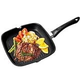 OZAVO Grillpfanne, Steakpfannen BBQ, 24x24x4.5cm antihaftversiegelt, induktionsgeeignet für Alle Kochfelder und Ofenfest