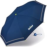 Scout Kinder Regenschirm Taschenschirm Schultaschenschirm mit Reflektorstreifen extra leicht (Blau)