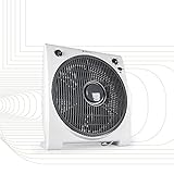 Tecvance, Weiß Box Fan Ventilator (32 cm) -Raumventilator mit 4 Stufen und Timer, Kleiner, leiser & leistungsstarker Zimmerventilator, Windmaschine (50w) für jeden Raum, kompakter Kastenventilator