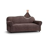Couchbezug - Sofabezug - Sofabezug - Sofabezug - Baumwollstoff Schonbezug - 1 Stück Form Fit Stretch Stilvolle Möbelabdeckung - Mille Righe Collection - Braun (Sofa)