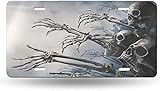 452 Aluminum Kennzeichenrahmen 3D-Zombie-Skelett Vanity Front License Plate Antirost Metallkennzeichen Wandbild Dekoschild Original Blechschild 15x30cm, Usa Size 6'x12'