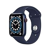 Apple Watch Series 6 (GPS + Cellular, 44 mm) Aluminiumgehäuse Blau, Sportarmband Dunkelmarine