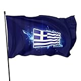 Tapeten mit griechischer Flagge, lebendige Farben und UV-beständig, Segeltuch-Kopf, doppelt genäht, Polyester mit Messingösen, ca. 90 x 150 cm