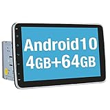 Vanku Android 10 Autoradio mit Navi 64GB+4GB 10 Zoll Unterstützt Qualcomm Bluetooth 5.0 DAB + Android Auto WiFi 4G USB MicroSD Doppel Din