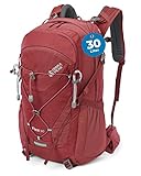 Terra Peak Flex 30 Wanderrucksack 30L Herren Damen rot - Outdoor Tages-rucksack zum wandern - Daypack leicht wasserdicht Sport-aktivitäten - ergonomischer Rucksack mit abnehmbarem Hüftgurt Erwachsene