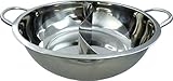 JADE TEMPLE Hot Pot Wok, stainless steel, mit praktischer Trennwand und 32 cm Innendurchmesser, mit Doppelgriff, 1x Hot Pot Wok, Rostfreier E
