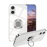 Anlalish Handyhülle für Sony Xperia 5 V Hülle Transparente mit Ring Halter, Slim Cover Weich TPU Schutzhülle für Sony Xperia 5 V Silikon Magnetische Autohalterung Stoßfest Original Case Dünn (Silber)