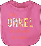 Shirtracer Baby Strampler Mädchen & Junge - Mein Onkel ist viel cooler als deiner - Unisize - Pink - Motto - BZ12 - Baby Lätzchen Baumwolle