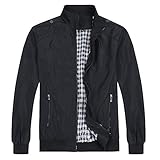 Allthemen Herren Jacke mit Stehkragen Übergangsjacke Herbst Freizeit Sportjacke Bomberjacke #7533 Schwarz 4XL