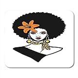 Mauspads weiß retro schöne schwarze frau mit afro frisur blumenschal und ohrringe königin sexy und beauty mauspad für notebooks, Desktop-computer matten büromaterial