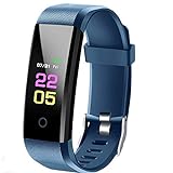 DSLIHA Fitness Tracker mit Pulsmesser, IP67 Wasserdicht Fitness Armband, Aktivitätstracker Schlafmonitor Schrittzähler Uhr Smart Watch Fitness Uhr für Kinder Frauen Männer (Blau)