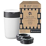 Tommee Tippee Twist and Click Advanced Windeleimer, Exklusives Angebot mit 2 Nachfüllkassetten, garantierter Geruchs- und Keimschutz, großes Fassungsvermög