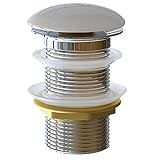 Waschbecken24 Ablaufgarnitur P2K Ablaufventil Pop Up Ventil geeignet für Waschbecken ohne Überlauffunktion (Kappe Keramik Ø66mm)