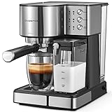 Cozeemax Siebträgermaschine, Espressomaschine, Kaffeemaschine für Milchkaffee und Cappuccino, Professionelle 15-Bar-Pumpe und Milchaufschäumer