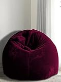 Mollismoons Sitzsack für Erwachsene, Premium-Fell, Größe XXXL, für Erwachsene und Kinder, Wohnzimmer, Sitzsack, luxuriös, bequeme Sofa-Bean-Sofabohne, Kastanienbraun/Kirschrot, XXXL-Bezug ohne B