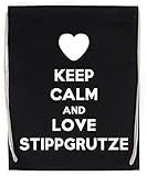 Keep Calm And Love Stippgrutze Kordelzug Sporttasche Schwarz Drawstring Sport Bag