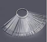 50 Stück Nail Art Tips Ring Stick, Pkouocry Transparent Farbe Karte Platten Nagellack Display Ring Sticks, Nagel Salon Übungen Display Nail Tips für Display und Praxis DIY N