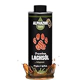 alphazoo Premium Lachsöl für Hunde & Katzen 500 ml, Fischöl als natürliche Ergänzung mit Omega 3 & Omega-6-Fettsäuren, Barf-Futteröl für gesunde Haut & schönes Fell in recyclebarer Verpackung