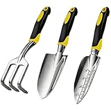 Giwnhvx Garten Werkzeug Satz, 3 StüCke Garten Werkzeug Satz, Kelle, Pflanz Maschine und Grubber, Hand Garten Werkzeug Aus Aluminium mit Erg