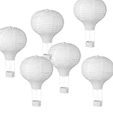 LIHAO 6x Heißluftballon Papierlampion Lampions Deko Ballon Lampenschirm Papier Dekoration Set Weiß für Hochzeit Feier Geburtstag Party Einschulungsparty Mottoparty Baby-Shower-Party (MEHRWEG)