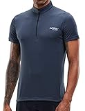 Herren Kurzarm Radtrikot Fahrradtrikot Fahrradbekleidung für Männer mit Elastische Atmungsaktive Schnell Trocknen Stoff (Grey, XXL)