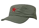 Damen Herren RUSSISCHE MILITÄRMÜTZE Roter Stern Fancy Dress Fidel Castro Vintage Military Mütze Cap (Green Red Star)