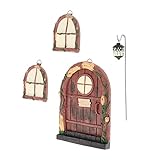 MagiDeal Miniatur Fee GNOME Hause Fenster und Tür für Bäume, Hof Kunst Garten Skulptur für Kinder Zimmer, Wand und Bäume Im Freien Dekoration