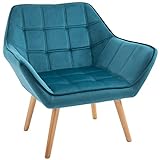 HOMCOM Einzelsessel Ohrensessel Relaxsessel Sessel mit Samt erhöhte Beine samtartiges Polyester skandinavisch Grün 64 x 62 x 72,5 cm