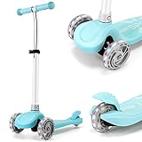 IMMEK Kinderroller 3 Räder für Kinder Roller ab Über 2 Jahre alt Kleinkinder Scooter für Mädchen und Jungen mit 3 PU LED Räders, Einstellbare Lenkerhöhe und Maximales Gewicht von 50 kg (Blau)