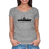 Russian Warship Go Fuck Yourself Graues Damen T-Shirt mit V-Ausschnitt Size L