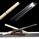 100cm Laido Katana,Samurai Schwert mit Moriki-Holz Material,T10-Stahl Klinge mit handgebrannter Flammenstruktur,Handgefertigtes Schwerter für Kendo,Cosplay,Kampfsport,Selbstverteidigung,R